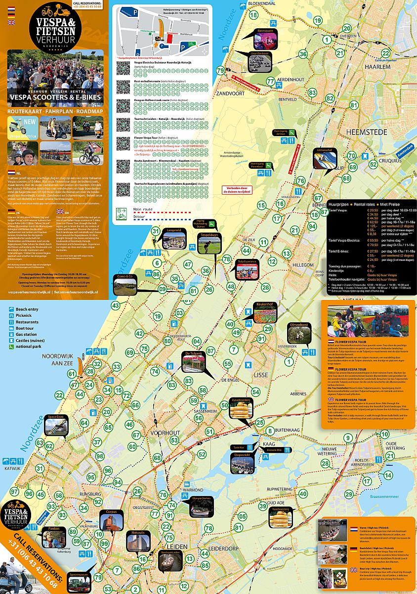 vespa verhuur routekaart muur poster 2025